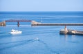 Two small ships on their way out of Grand harbor. Malta. Royalty Free Stock Photo