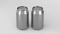 Two small silver aluminum soda cans mockup on white background Royalty Free Stock Photo