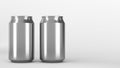 Two small silver aluminum soda cans mockup on white background Royalty Free Stock Photo