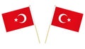 Small Turkish flags isolated on white background, vector illustration. Republic of Turkey flag on pole Royalty Free Stock Photo