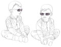 Pt-Small twins boys in sunglasses