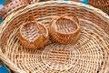 Two small wicker baskets and one large basket Royalty Free Stock Photo