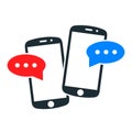 Two smartphones with chat sign - 