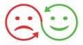 Two smilies with arrow - vector