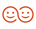 Two smiling faces icon - vector