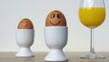 Two smiling funny eggs Royalty Free Stock Photo