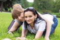 Two smiling girl-friends Royalty Free Stock Photo