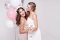 Smiling girlfriends having fun celebrating bachelorette party Royalty Free Stock Photo