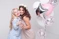 Smiling girlfriends having fun celebrating bachelorette party Royalty Free Stock Photo