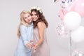 Smiling girlfriends having fun celebrating bachelorette party Royalty Free Stock Photo