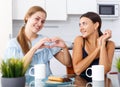 Two smiling girls friends in perfect mood Royalty Free Stock Photo