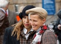 Two smiling ladies wearing old fashioned tweed clothes Royalty Free Stock Photo