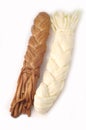 The two Smoked cheese a plait on a white background Royalty Free Stock Photo