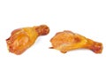 Two smoked chicken legs on a white Royalty Free Stock Photo