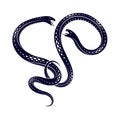 Two snakes fighting vector classic style symbolic tattoo.