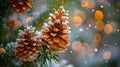 Two Snow-Covered Pine Cones Royalty Free Stock Photo