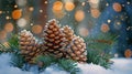 Two Snow-Covered Pine Cones Royalty Free Stock Photo