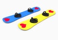 Two snowboards with hearts Royalty Free Stock Photo