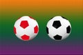 Two soccer ball on Gradient backgroud Royalty Free Stock Photo