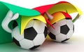 Two soccer balls hold Cameroon flag