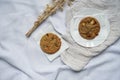 Pistachio and apple soft cookies. Royalty Free Stock Photo