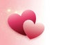 Two Soft Pink Gradient Hearts Overlapping on Glittery Light Background love Royalty Free Stock Photo