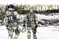 Two soldiers of a special unit are preparing to carry out a dangerous mission Royalty Free Stock Photo