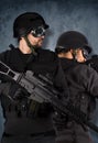 Two soldiers, swat and police concept Royalty Free Stock Photo