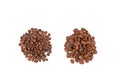 Two sorts of arabica isolated on white background. Top view Royalty Free Stock Photo