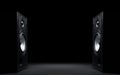 Two sound speakers on black Royalty Free Stock Photo