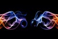 Two sound speakers in neon light with sound wave between them on black background with copy space Royalty Free Stock Photo