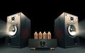 Two sound speakers with vacuum tube amplifier