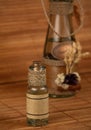 Two spa decorated oil bottles Royalty Free Stock Photo