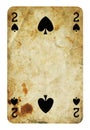 Two of Spades Vintage playing card - isolated on white Royalty Free Stock Photo
