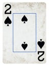 Two of Spades Vintage playing card - isolated on white Royalty Free Stock Photo