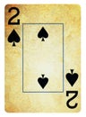 Two of Spades Vintage playing card - isolated on white Royalty Free Stock Photo