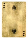 Two of Spades Vintage playing card - isolated on white Royalty Free Stock Photo