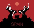 Two Spanish flamenco dancers dancing typical Spanish dance Royalty Free Stock Photo