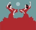 Two Spanish flamenco dancers dancing typical Spanish dance Royalty Free Stock Photo