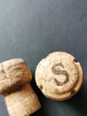 Two sparkling wine or champagne corks. Royalty Free Stock Photo