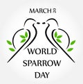 Two sparrows on twig World sparrow day March 20
