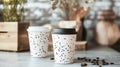 Two Speckled Coffee Cups on a Table Royalty Free Stock Photo