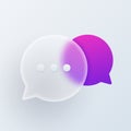 Two speech bubbles glassmorphism 3D icons Royalty Free Stock Photo