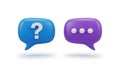 Two speech bubbles with question mark and dots isolated on white background Royalty Free Stock Photo