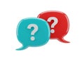 Two speech bubbles with question marks representing a question and answer scenario Royalty Free Stock Photo