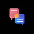 Two Speech bubbles simple colorful icon isolated on black