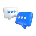 Two speech bubbles symbol for chat on social media icon isolated. Cloud message comment dialog icon symbol. 3d rendering Royalty Free Stock Photo