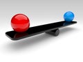 Two spheres compare (balance concept) Royalty Free Stock Photo