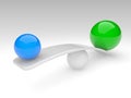 Two spheres compare (balance concept) Royalty Free Stock Photo