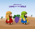 Two spies of israel carrying grapes